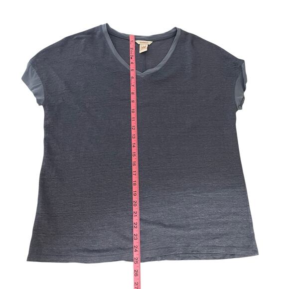 Sundance Linen Silk V-Neck Short Sleeve T-Shirt Blue Size Large Minimalist - Picture 13 of 13